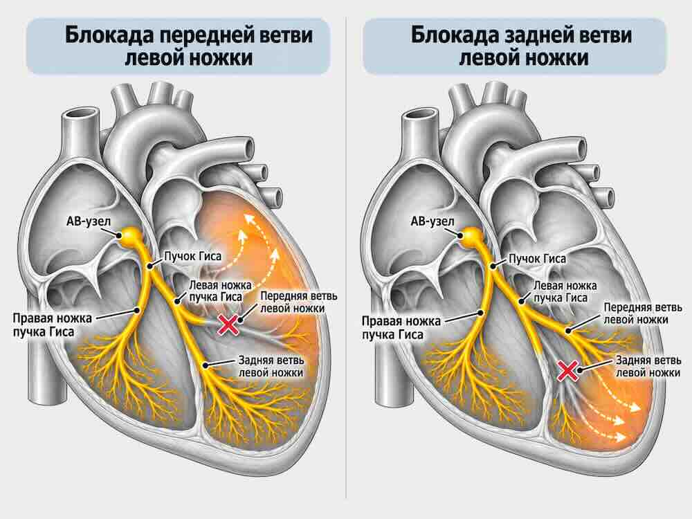 Блокада передней и задней ветвей левой ножки пучка Гиса
