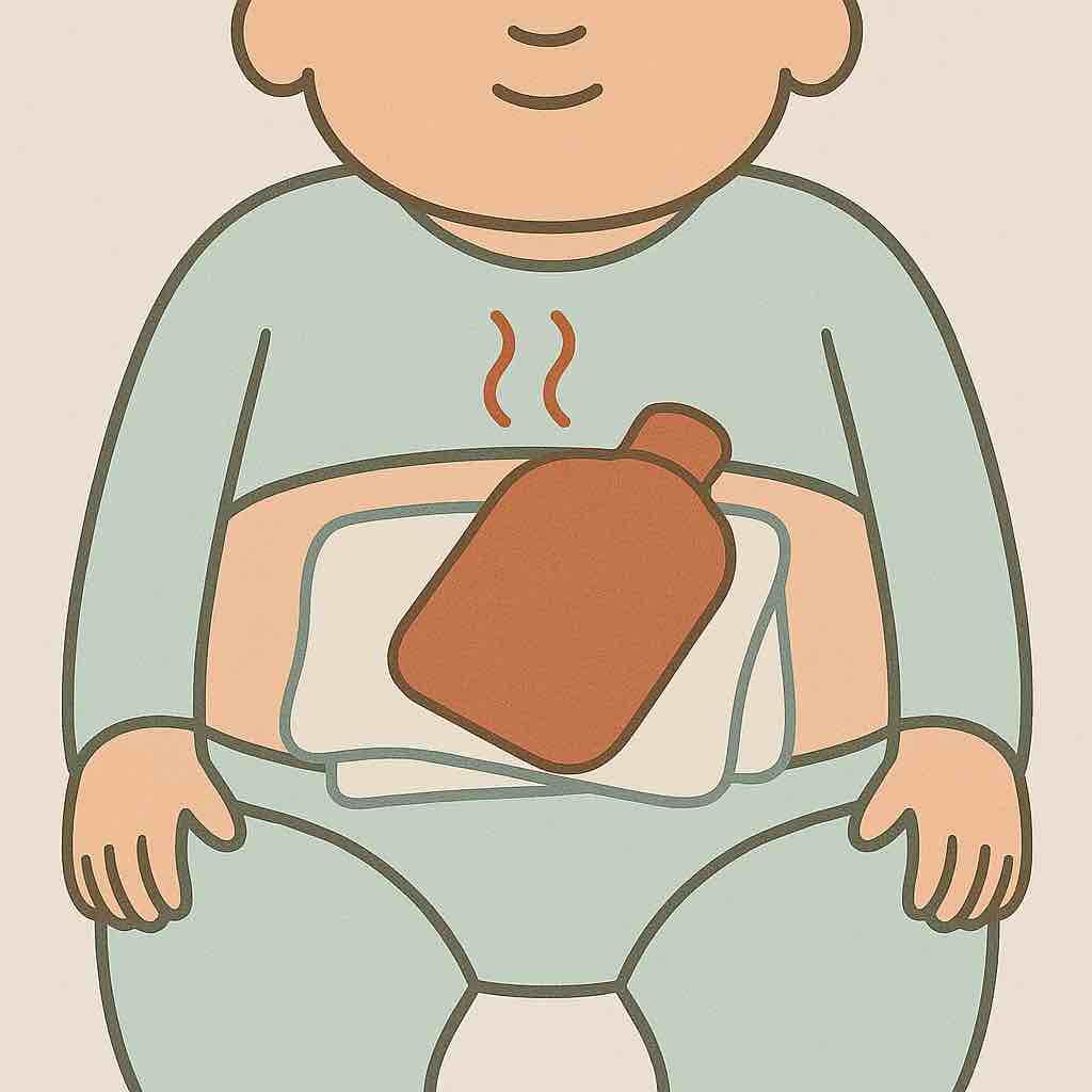 Тепло расслабляет мышцы живота и может облегчить колики, но грелку используют только через полотенце.