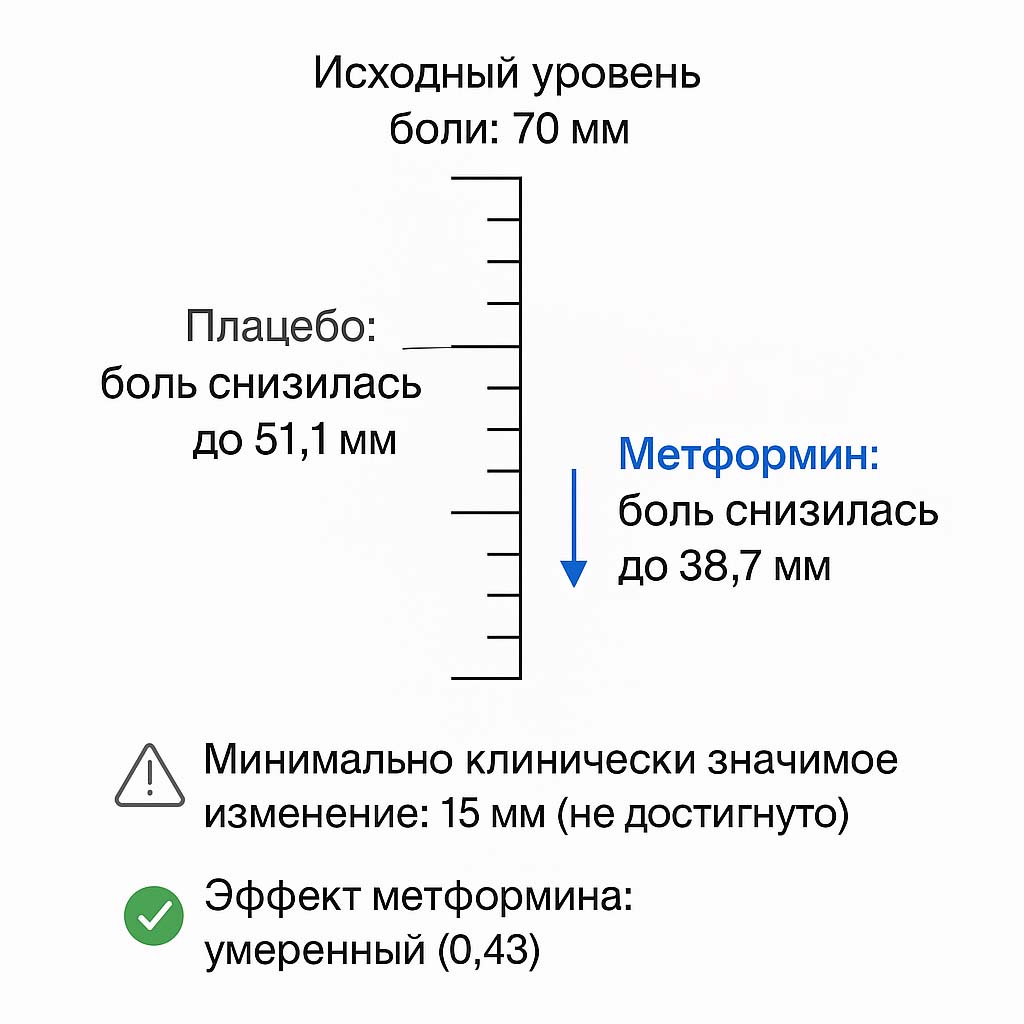 Метформин может уменьшать боль при остеоартрите коленного сустава у пациентов с ожирением, независимо от потери веса. Результаты исследования, опубликованного в JAMA, показали умеренный эффект препарата и улучшение функции суставов. Узнайте о потенциальных преимуществах и механизмах действия.